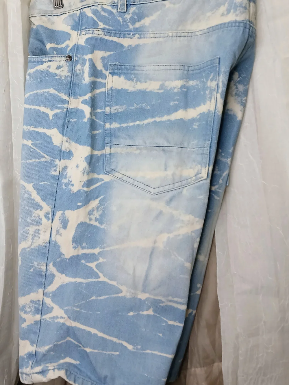 Bleached Light Blue Ripped Men’s Denim Shorts